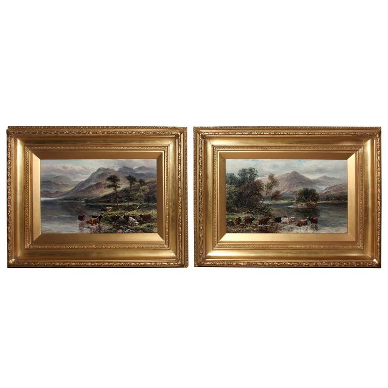 Pair of Oils by F.Allen Highland Scenes Loch Katrine For Sale at 1stDibs