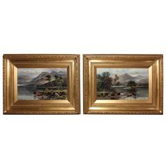 Pair of Oils by F.Allen Highland Scenes Loch Katrine