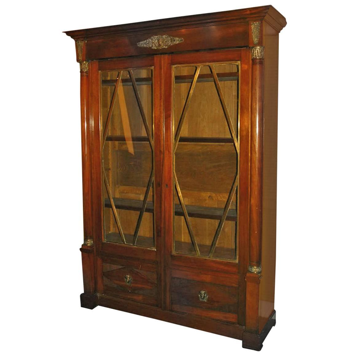 19th Century Empire Mahogany Bronze-Mounted Two-Door Cabinet For Sale