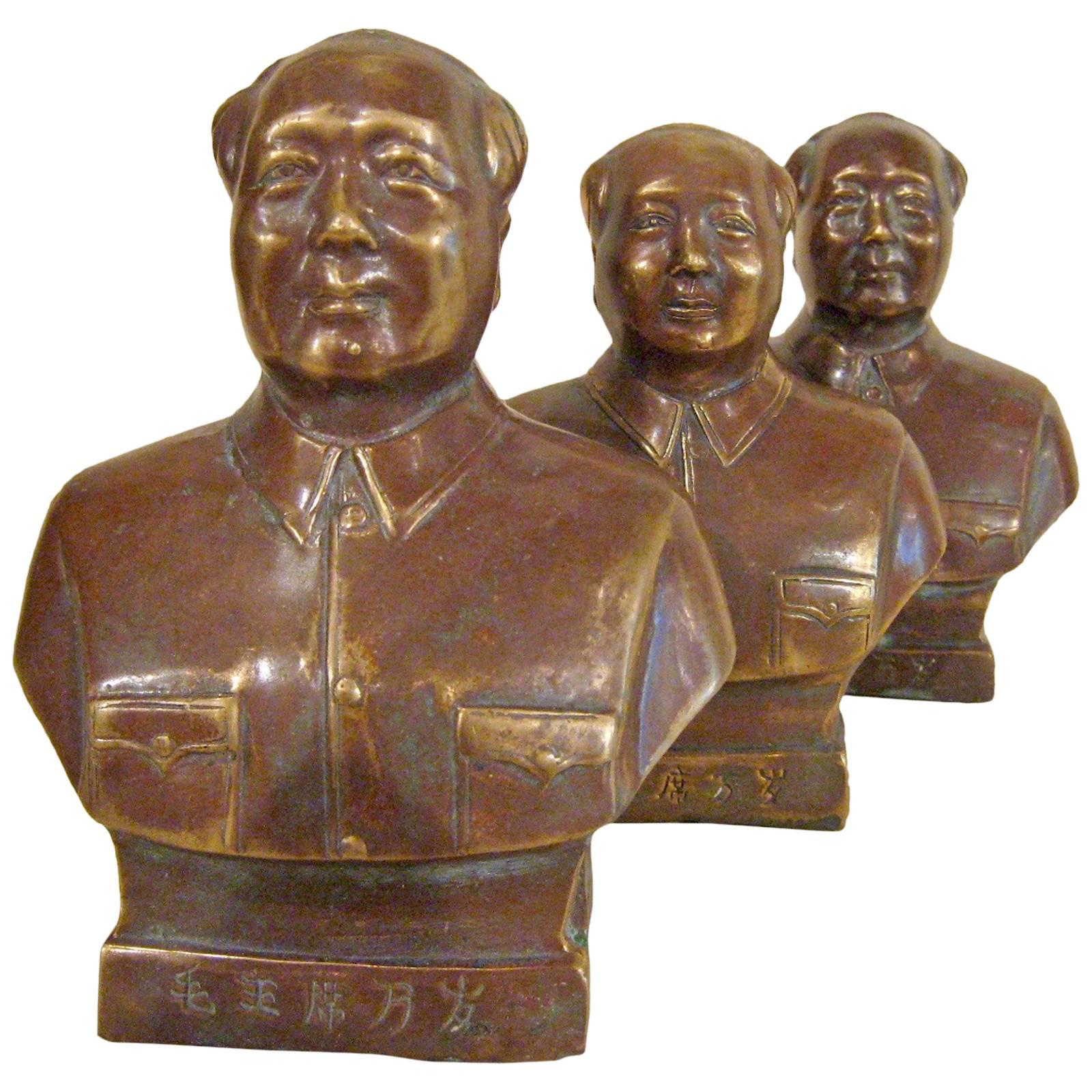 Copper Mao Busts, Cultural Revolution Period For Sale