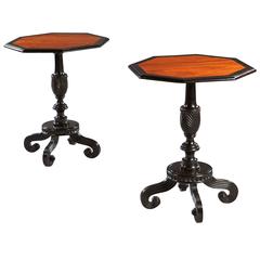 Fine Pair of Late 19th Century Ebony and Satinwood Occasional Tables