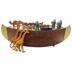 Vintage 20th Century Noah's Ark with Rubber Animals