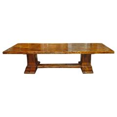 Large Antique Oak Board Dining Table from France