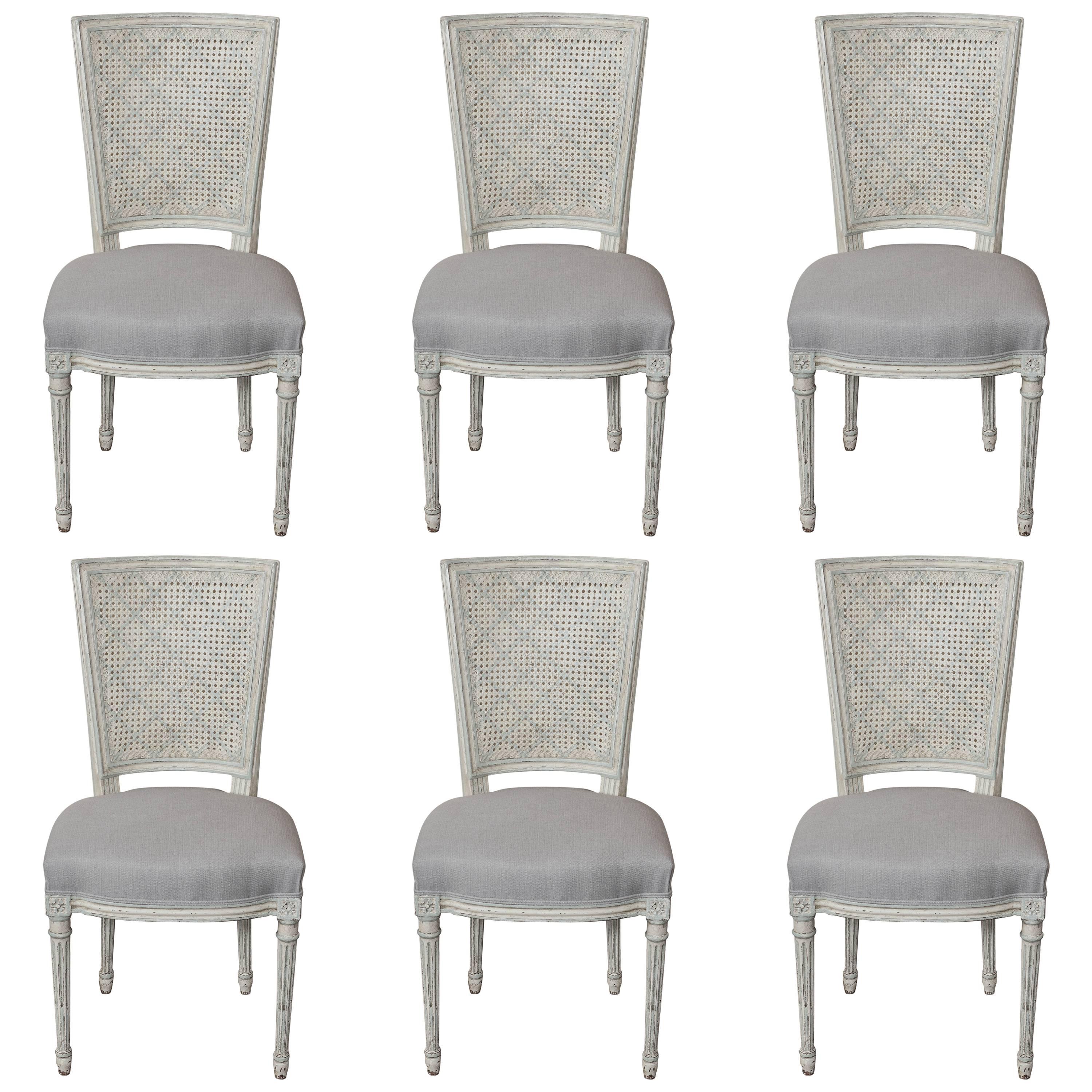 Set of Six Fully Restored French Louis XVI / Seize Style Dining Chairs