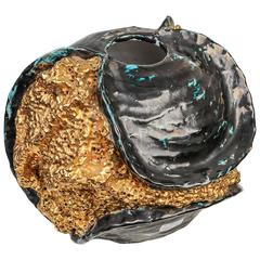 "Pomgranate" Italian gilded terracotta vase or centerpiece 10