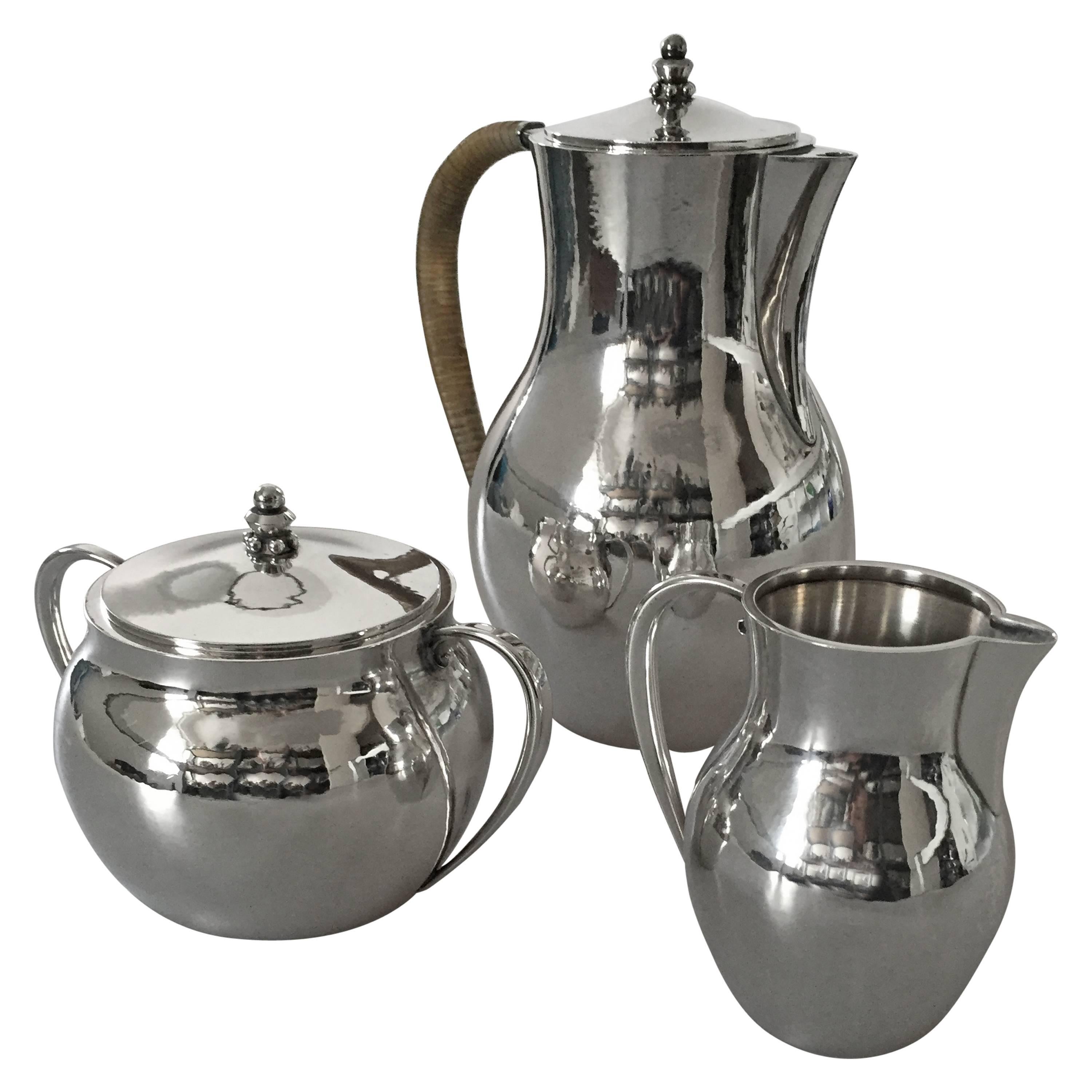 Hans Hansen Sterling Silver Karl Gustav Hansen Coffee Set