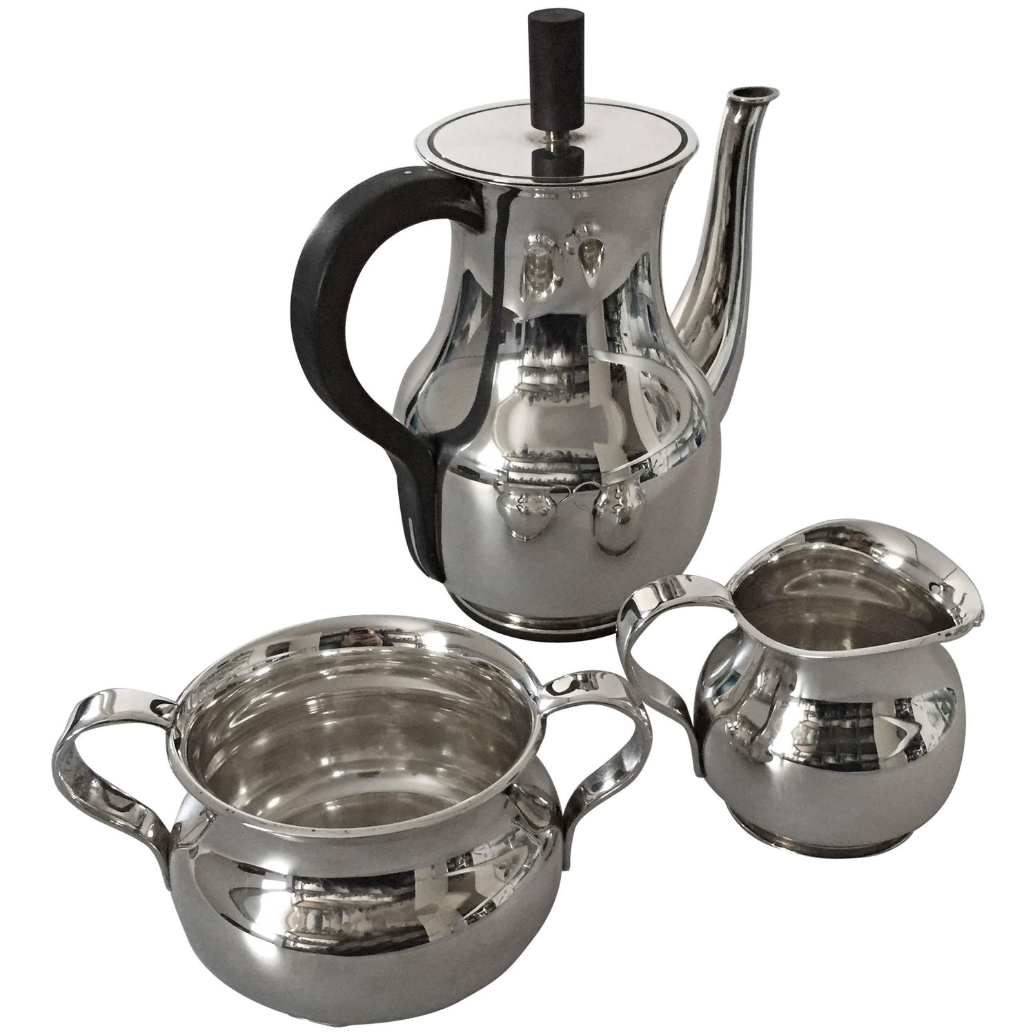 Hingelberg 1930s Sterling Silver Coffee Set For Sale at 1stdibs