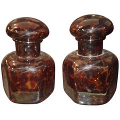 Vintage Beautiful Pair of Barovier & Toso Turtle Glass Bottles