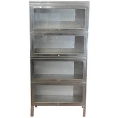 Polished Steel Four-Unit Barrister's Bookcase