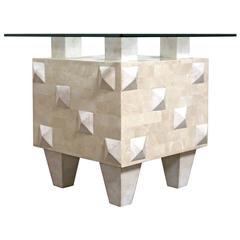 Tavola Tessellated Stone Studded Side Table by Oggetti