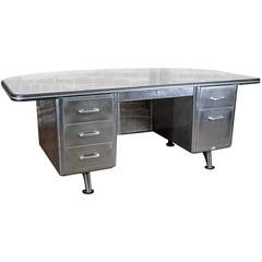 Polished Steel Executive Power Desk by AllSteel