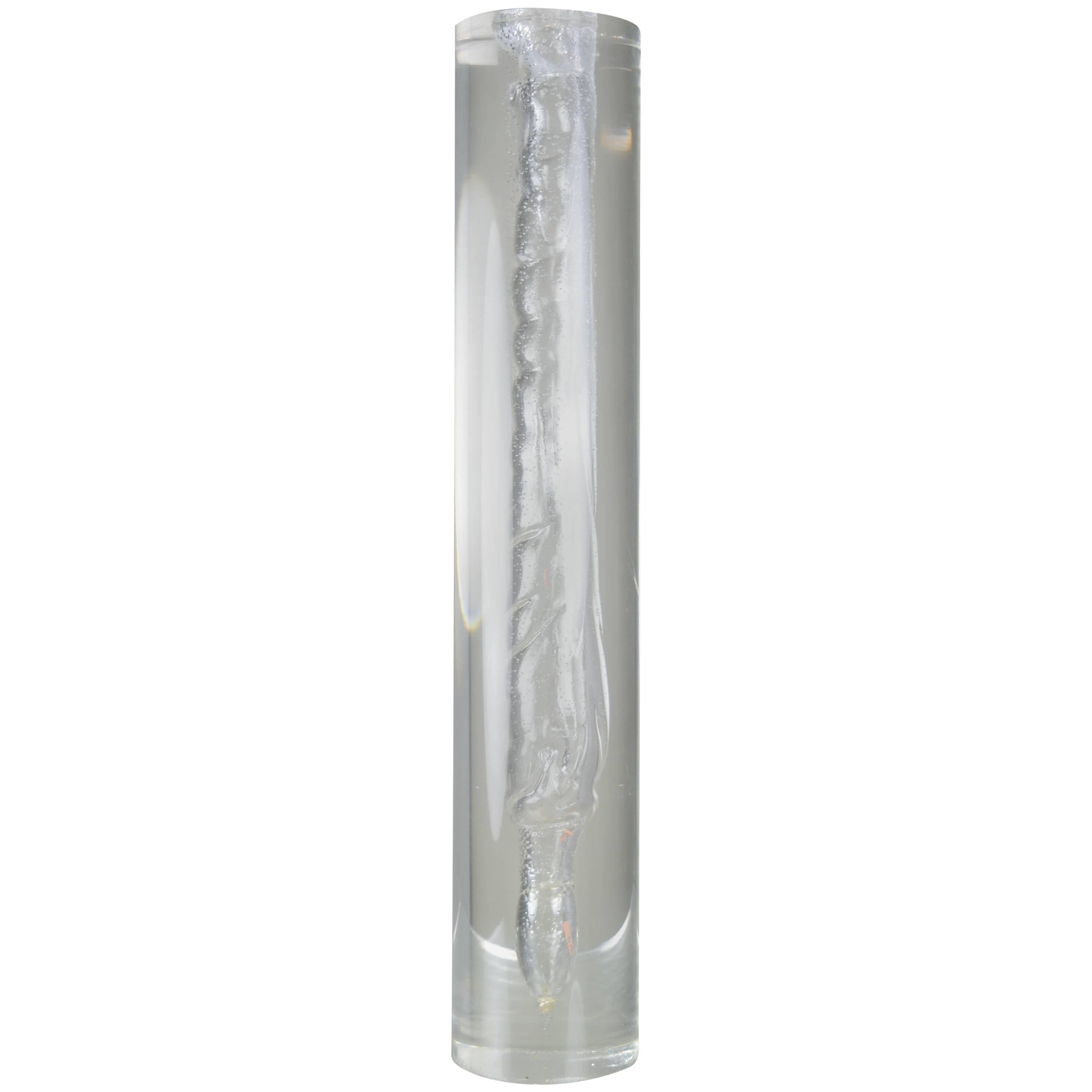 Large Cylindrical Lucite Vase, circa 1970s