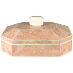Vintage Octagonal Tessellated Marble Lidded Box