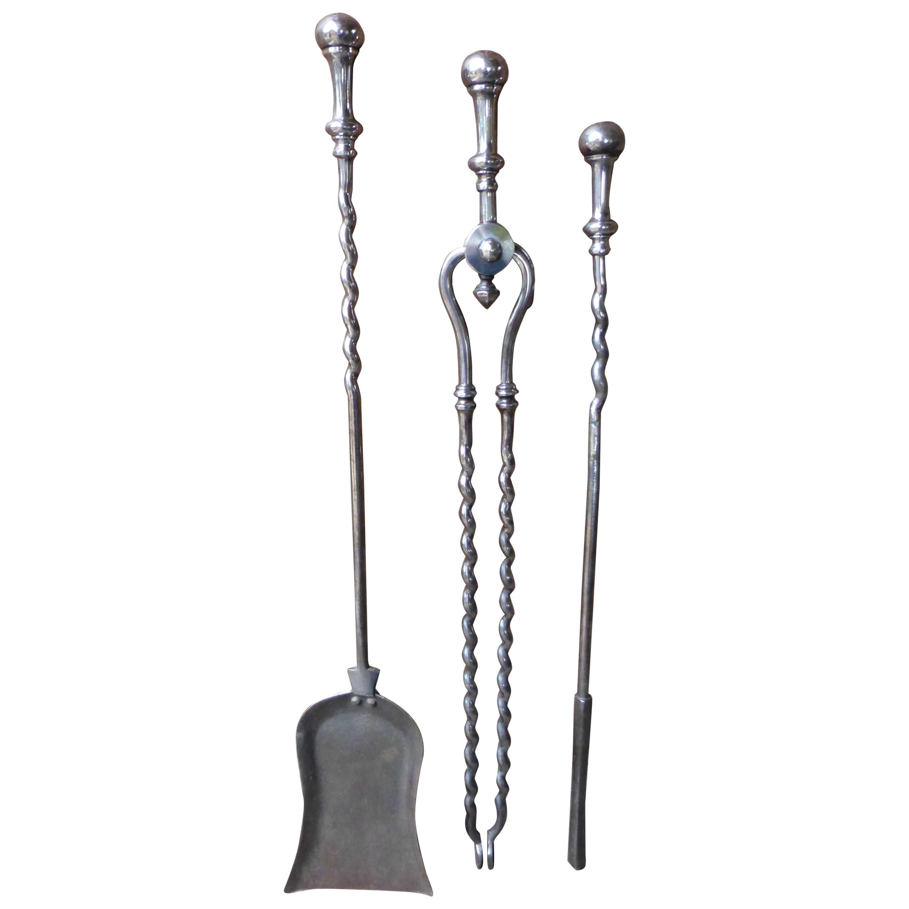 Polished Brass Fireplace Tool Set at 1stDibs