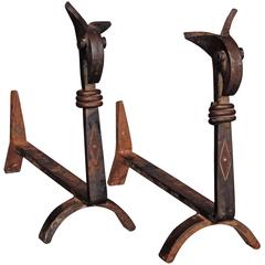 Pair of Wrought and Cast Iron Chenets