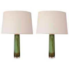 Pair of Table Lamps by Carl Fagerlund for Orrefors, circa 1950