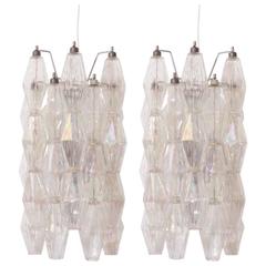 Pair of Murano Glass Polyhedral Pearl Sconces or Wall Lamps by Venini 5