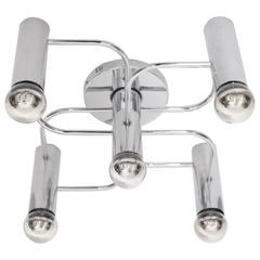 1 of 2 Chrome Five-Light Flush Mount Wall or Ceiling Lamp by Leola 11