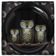 Atelier Fornasetti metal serving tray "Owls", Italy 2012