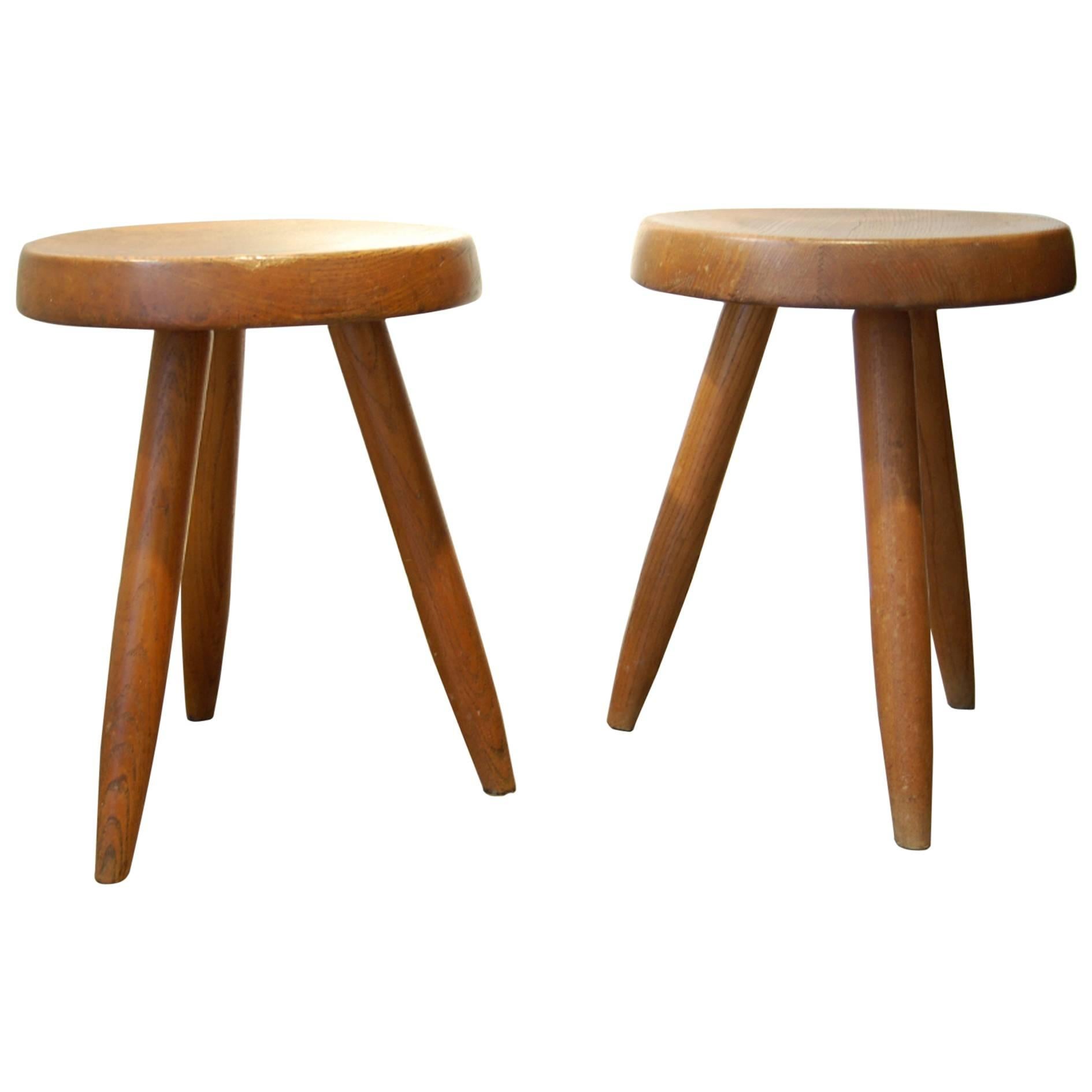 Charlotte Perriand, Pair of Wooden Stools