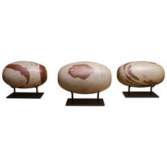 Turn of the Century Indian Marble Fertility Stone"Lingham" Mounted on Iron Stand