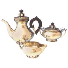 La Paglia by International Sterling Tea Set Pot Creamer Sugar Three-Piece Modern