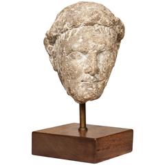 Hellenistic Cypriot Votive Limestone Statue Head