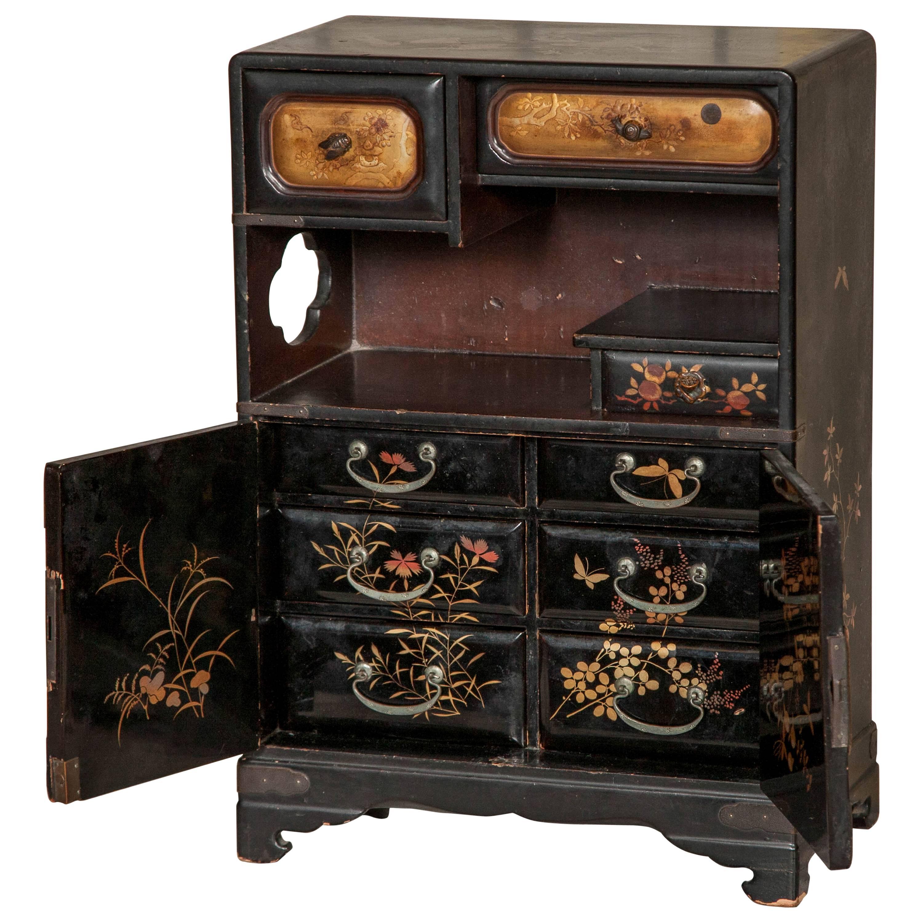Antique Chinoiserie Miniature Cabinet