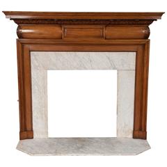 Antique Mahogany Fire Surround with Carrara Marble Slips and Hearths
