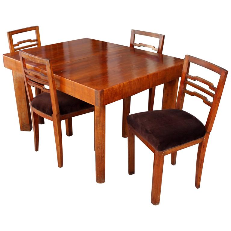French Art Deco Dining Set with Butterfly Leaf Mechanism at 1stDibs
