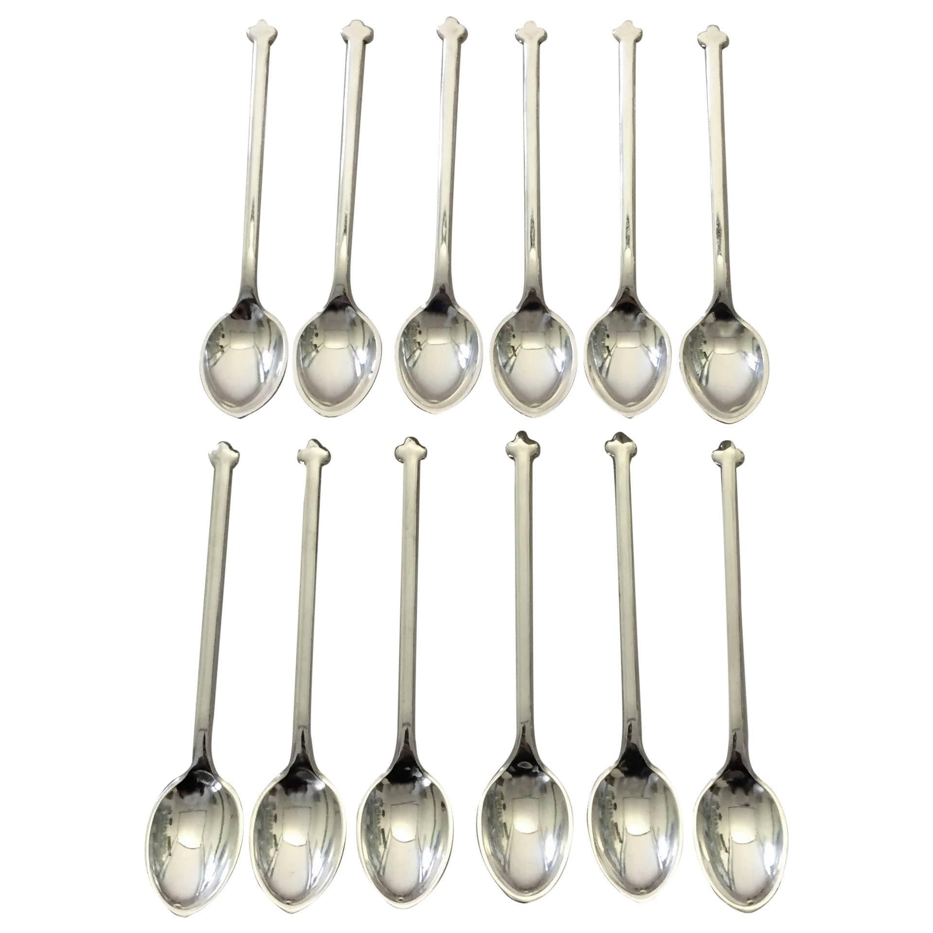 12 Hans Hansen Sterling Silver Coffee Spoons For Sale