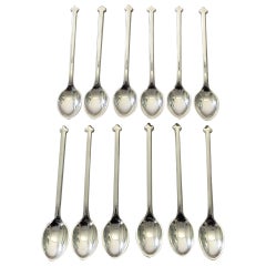 12 Hans Hansen Sterling Silver Coffee Spoons