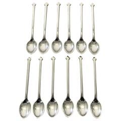 12 Hans Hansen Sterling Silver Coffee Spoons 9