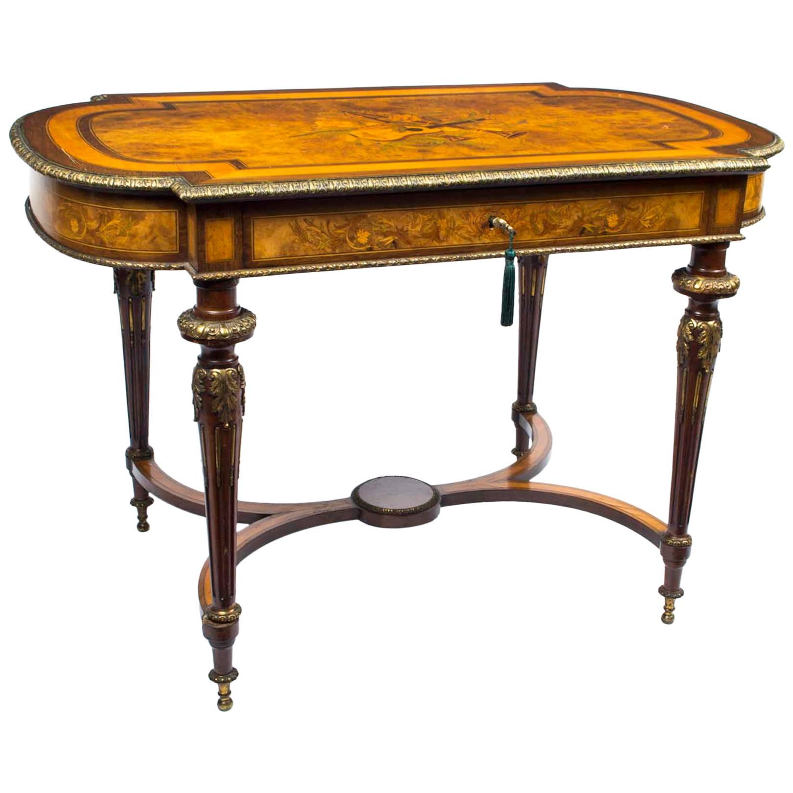 Antique French Marquetry Centre Writing Table, circa 1860