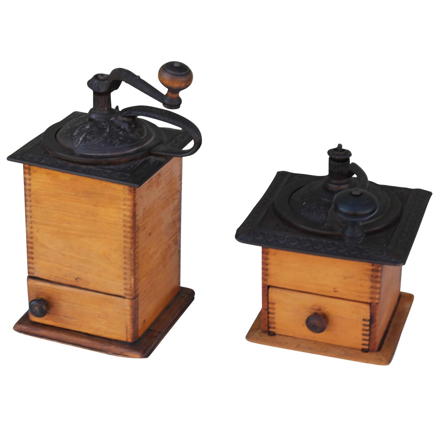 Small and Large 19th Century Coffee Grinders from New England For Sale