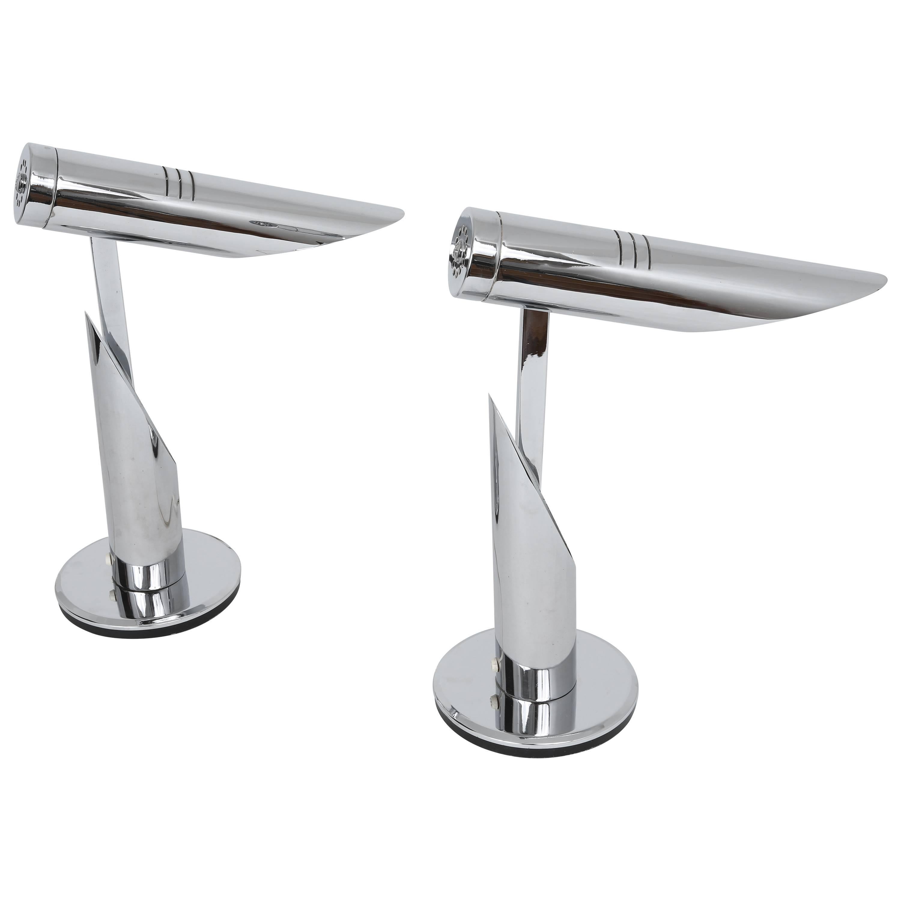 Pair of Chrome Table Lamps by Fase