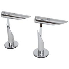 Pair of Chrome Table Lamps by Fase 10