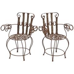 Pair of Vintage Iron "Horseshoe" Chairs