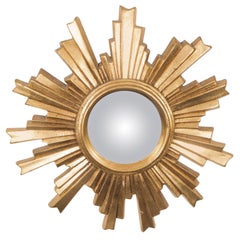 German 1960s Convex Mirror with Giltwood Sunburst Frame