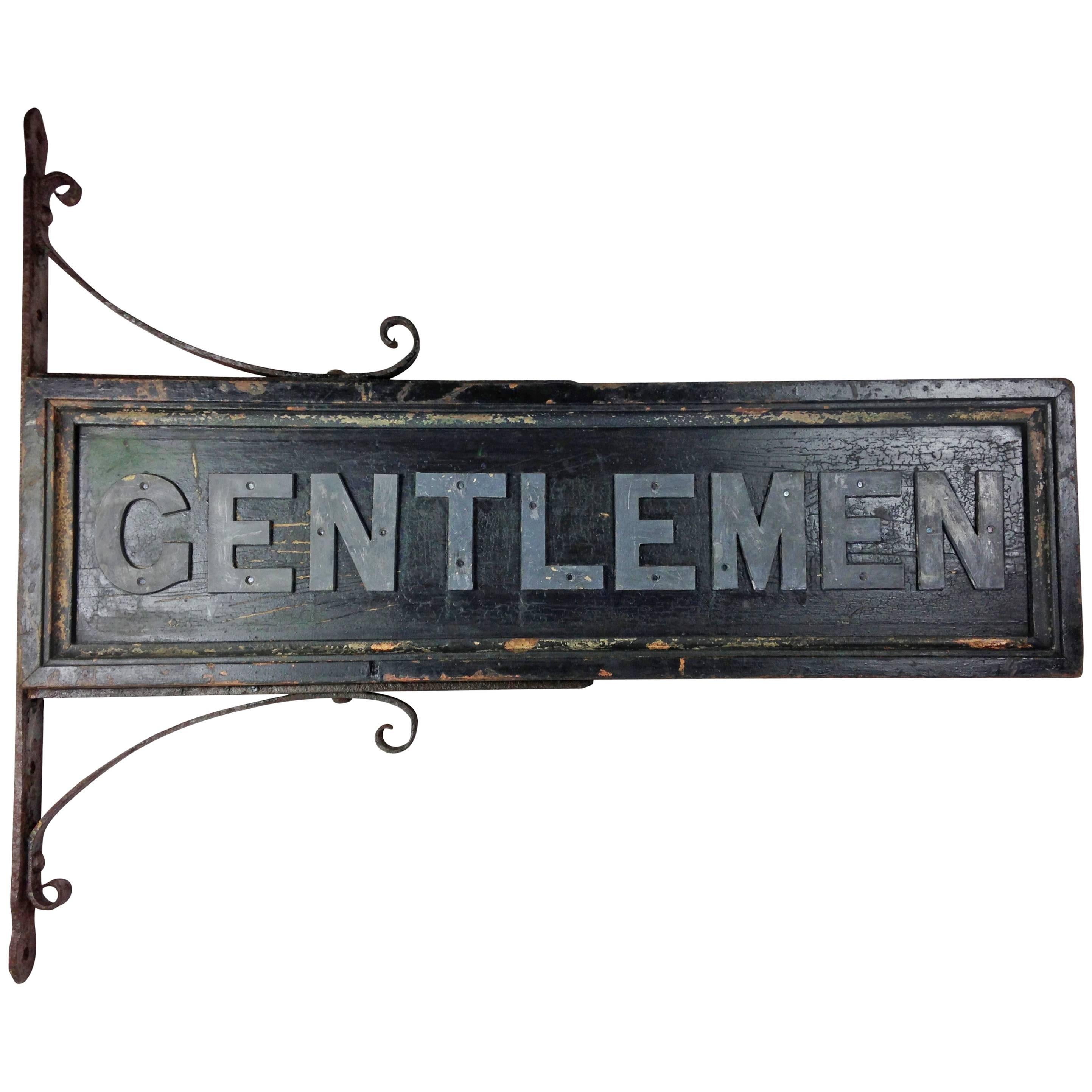 Large British Railway Station 'Gentlemen' Sign