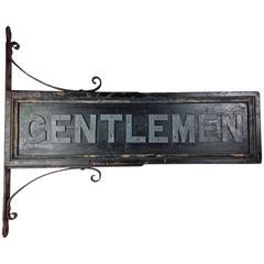 Antique Large British Railway Station 'Gentlemen' Sign