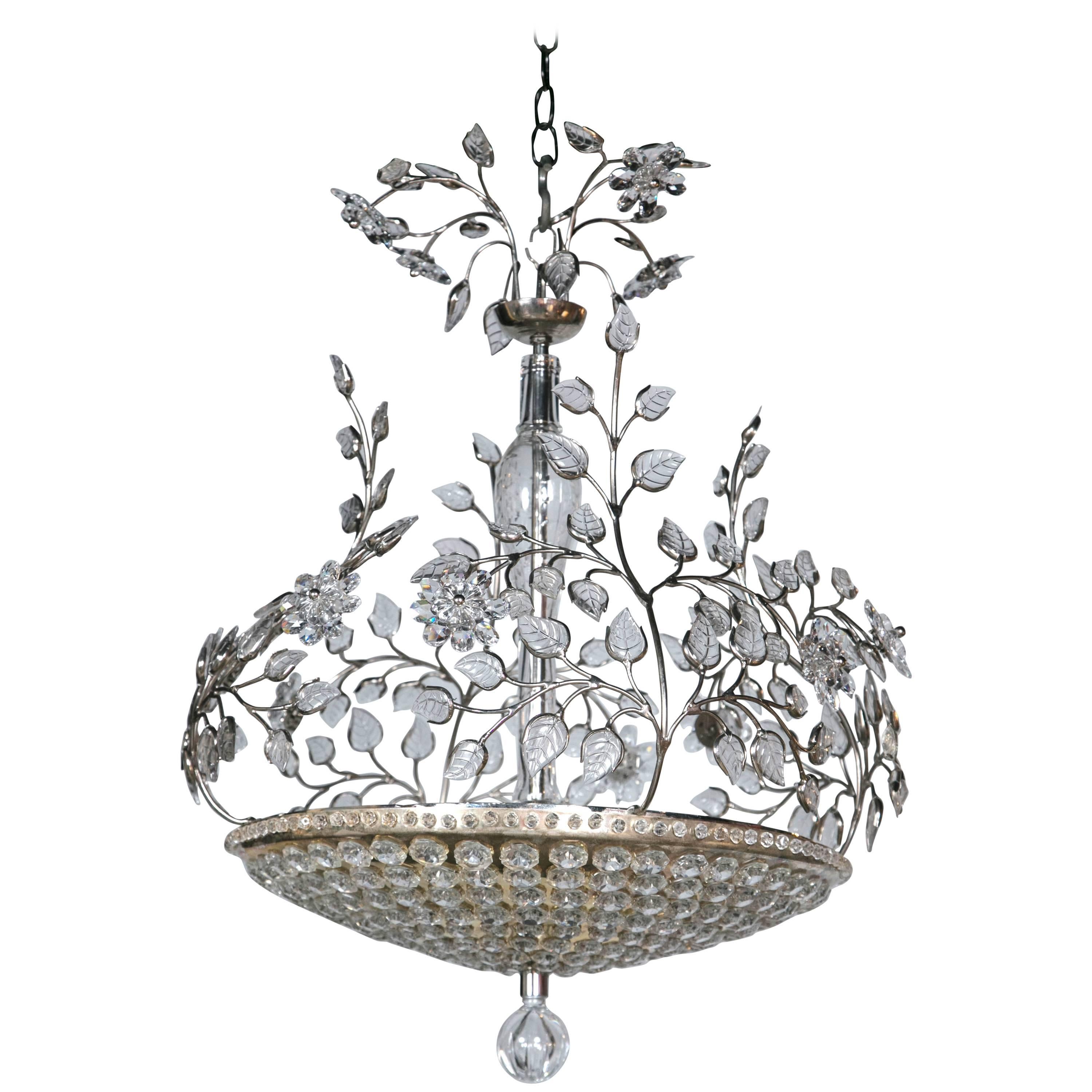 French Silver Plate Chandelier For Sale