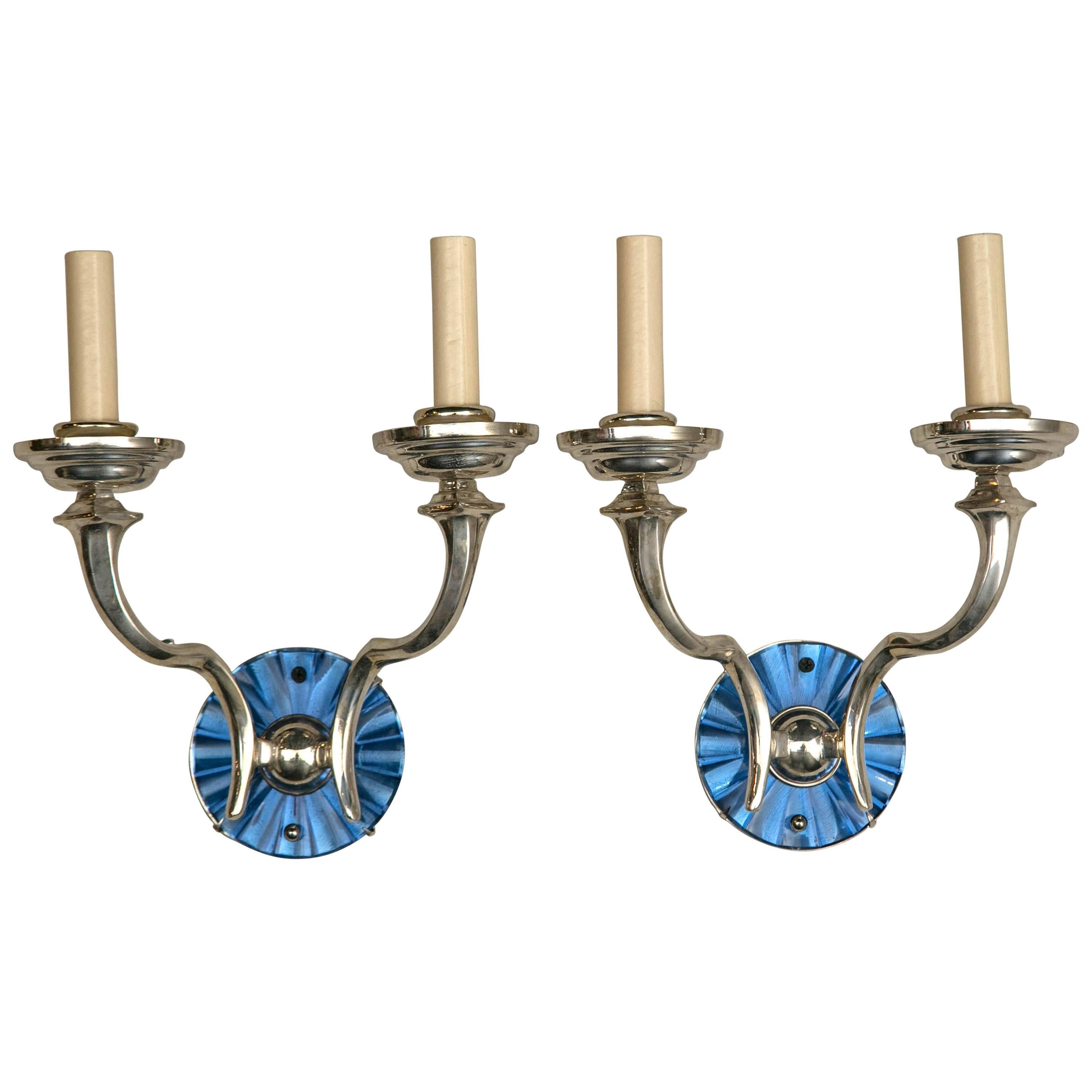 Pair of Silverplate Caldwell Sconces For Sale