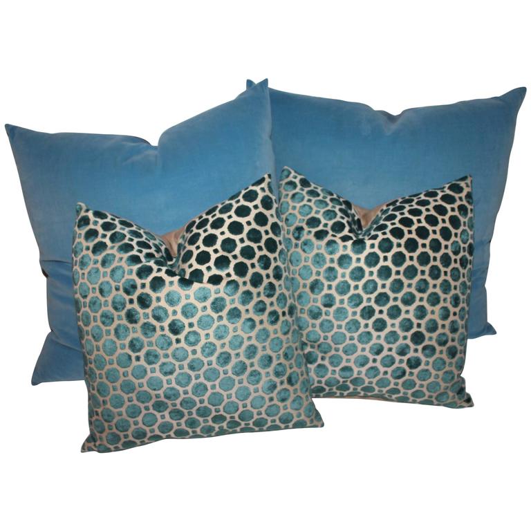 Amazing Vintage Patterned Velvet Pillows For Sale at 1stdibs