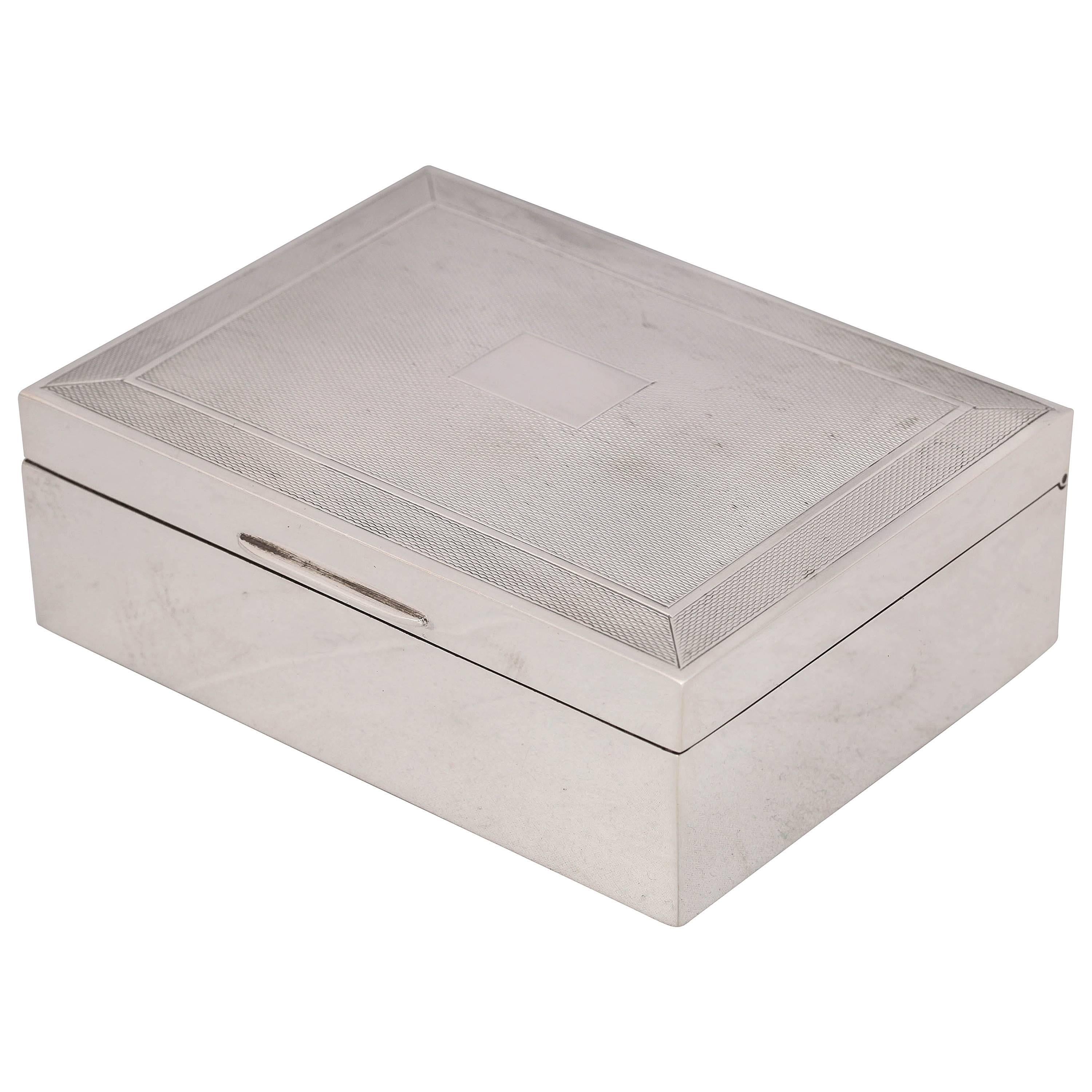 Art Deco Style Sterling Silver Table Box with Hinged Lid