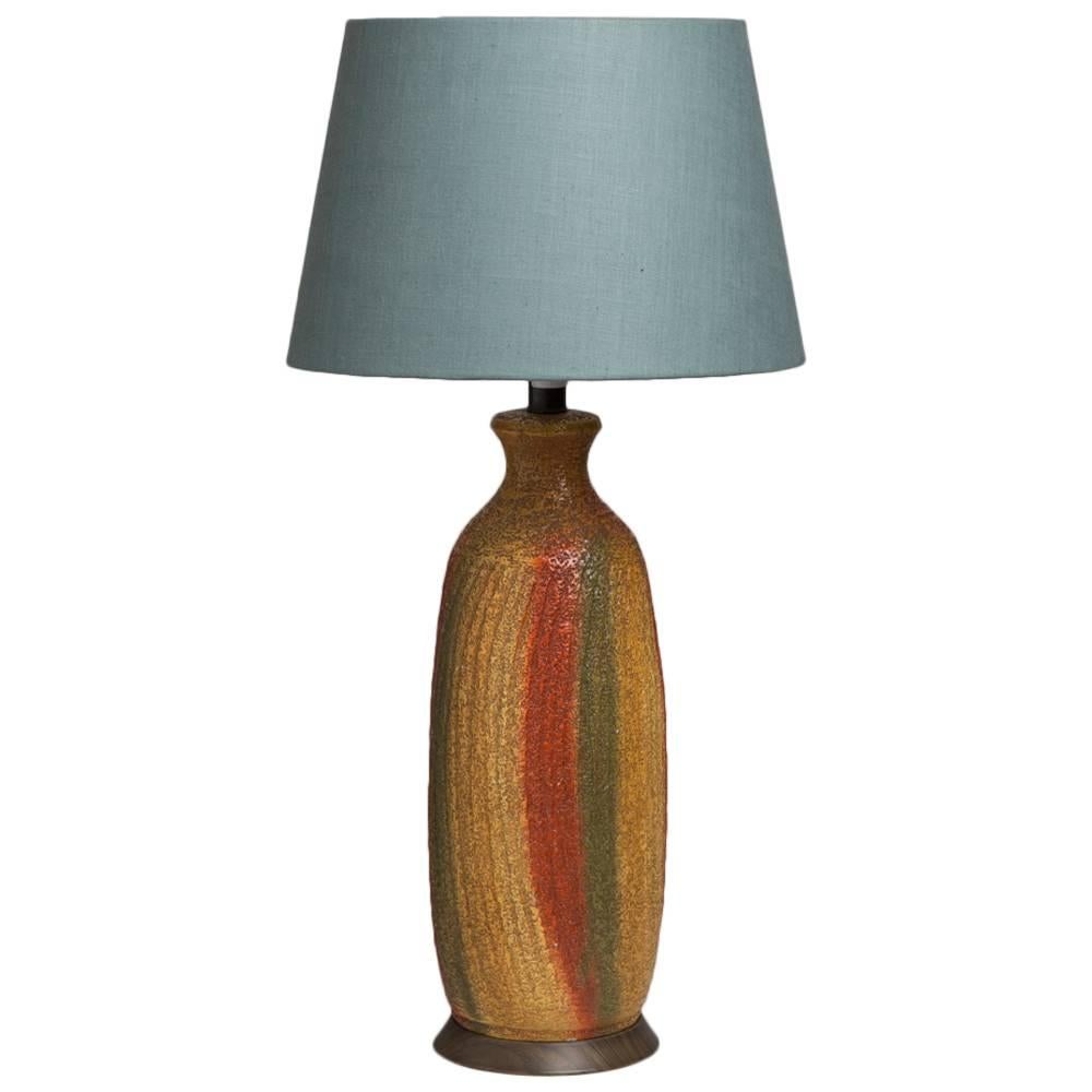 Large Single Textured Ceramic Table Lamp, 1960s