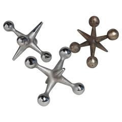 Set of Three Bill Curry Attributed Silvered Iron Jacks, 1950s
