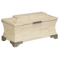 Tessellated Bone Veneered Hinged Lidded Box, 1970s 9