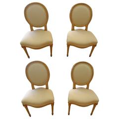 Set of Four French Antique Dining Side Chairs