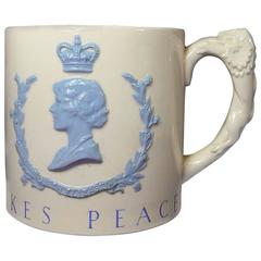 Antique  Wedgwood Queensware Lion Handled Mug King George VII and Elizabeth, 1939